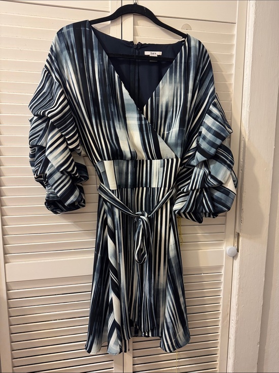 Bar III Dresses & Skirts - Bar III Striped Wrap Mini Dress in Navy, Black & White